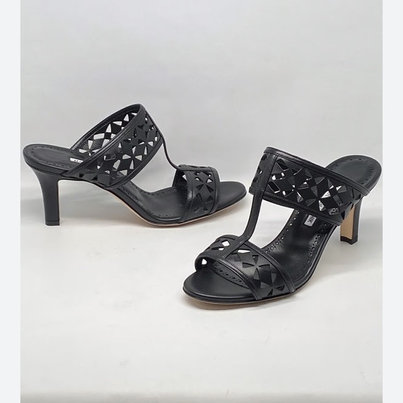Manolo Blahnik Black Cutout Heels - Picture 1 of 7